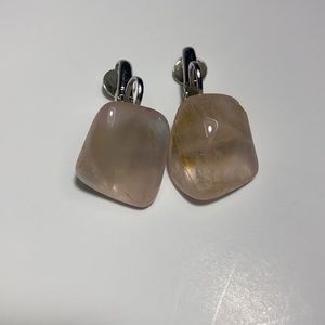 Vintage 60’s Women’s Rose Quartz Clip On Earrings